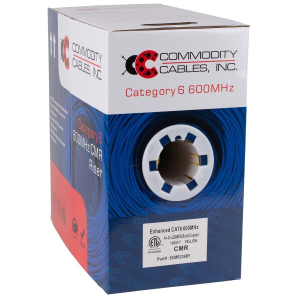 Main product image for Cat 6 CMR 600 MHz 23/4 AWG 1000 Ft. Yellow Pull Box 102-204